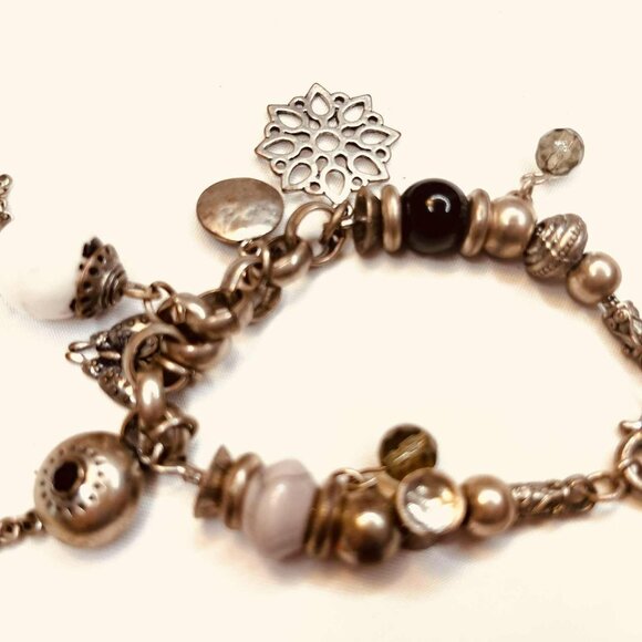 Vintage Charm Bracelet Metal & Ceramic 19–21 cm Boho Ethnic Style - Picture 7 of 7